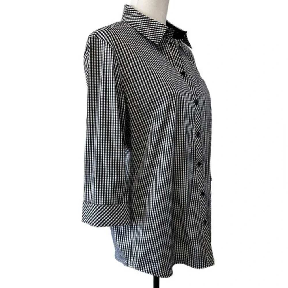 Lafayette 148 New York Paget Ithaca Mini‎ Check Shirt Size M - Picture 4 of 7